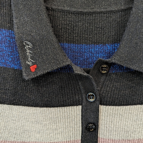 Ochirly Metallic Striped Knit Polo Top - Picture 4 of 6